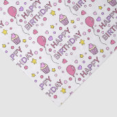 Papier Mousseline Cute Rose Joyeux Cupcakes d'anniversaire, étoiles (Détail)