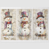 Papier Mousseline Cute Shabby Chic Snowmen Bourgogne AL6 Découpage (Recto)