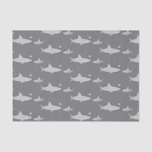 Papier Mousseline Cute Sharks Solid Grey Arrière - plan | BABY SHOWE (Recto)