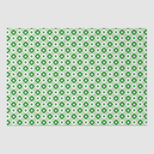 Papier Mousseline Cute Simple St Patrick's Lucky Clover Green Plaid (Recto)