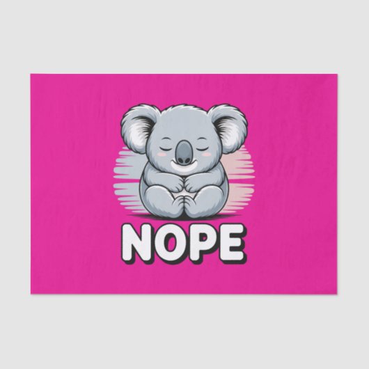 Papier Mousseline Cute Sleeping Koala “Nope” Funny Cartoon (Recto)