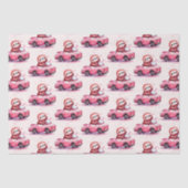 Papier Mousseline Cute Sloth Driving a Pink Convertible Pattern (Recto)