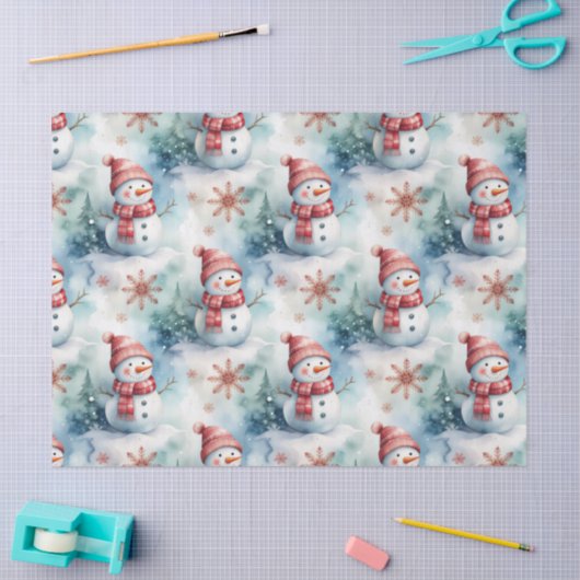 Papier Mousseline Cute Snowman Christmas (Artisanat)