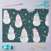 Papier Mousseline Cute Snowmen Snowflakes Pastel Noir Noël (Artisanat)