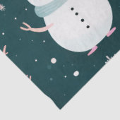 Papier Mousseline Cute Snowmen Snowflakes Pastel Noir Noël (Détail)