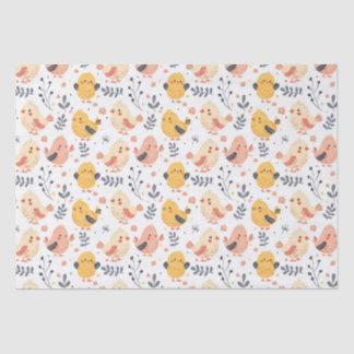 Papier Mousseline Cute Spring Chicks et modèle floral