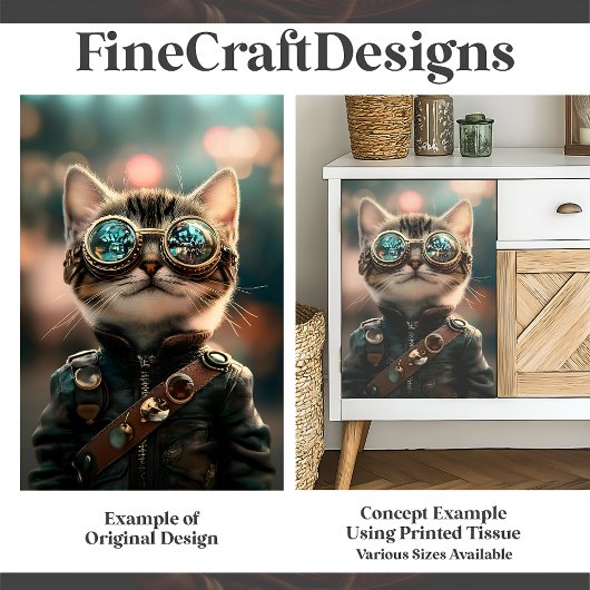 Papier Mousseline Cute Steampunk Adorable Chat Kitten G1 Découpage