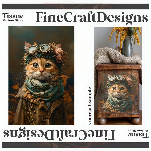Papier Mousseline Cute Steampunk Chat Whimsical Attire A5R Découpage