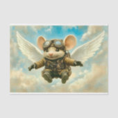 Papier Mousseline Cute Steampunk Flying Mouse, Ailes AW4 Decoupage (Recto)