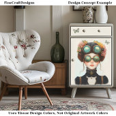 Papier Mousseline Cute Steampunk Girl Avec Fleurs Z8 Découpage