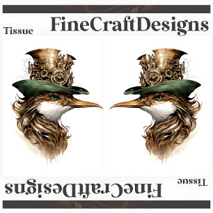 Papier Mousseline Cute Steampunk Oiseaux engrenages Cogs Casquette D