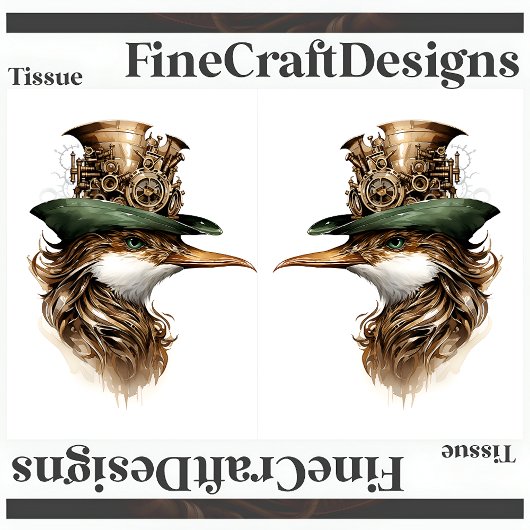 Papier Mousseline Cute Steampunk Oiseaux engrenages Cogs Casquette D