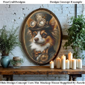 Papier Mousseline Cute Steampunk Papillon Portrait de chien CQ1 Déco