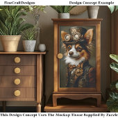 Papier Mousseline Cute Steampunk Papillon Portrait de chien CQ1 Déco