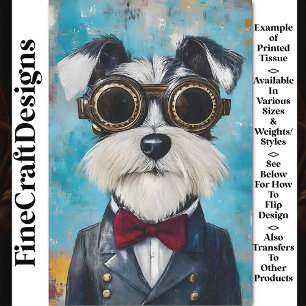 Papier Mousseline Cute Steampunk Schnauzer Chien, Cravate Bow Z9 Déc