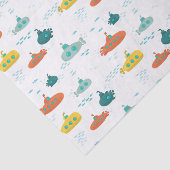 Papier Mousseline Cute Submarine Nautical Deep Sea Fish Pattern (Détail)