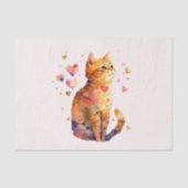 Papier Mousseline Cute Tabby Chat avec Coeurs (Recto)
