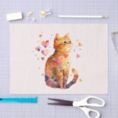 Papier Mousseline Cute Tabby Chat avec Coeurs (Artisanat)