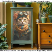 Papier Mousseline Cute Tabby Chat En Écharpe & Manteau CD4 Découpage