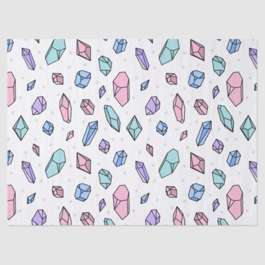 Papier Mousseline Cute tendance Pastel Gemstones Gems Crystal Motif (Recto)