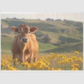 Papier Mousseline Cute Vache Laitière Jaune Fleur sauvage Découpage (Recto)