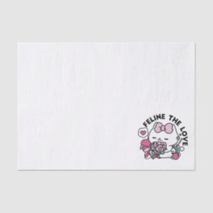 Papier Mousseline Cute Valentine's Cat Design - Feline the Love