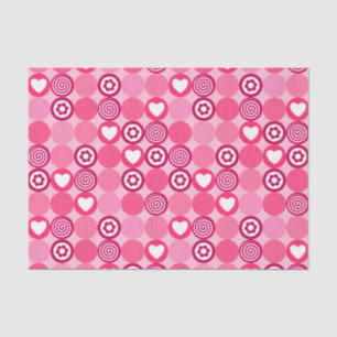 Papier Mousseline Cute Valentine's Day Coeur rose et Motif de fleurs