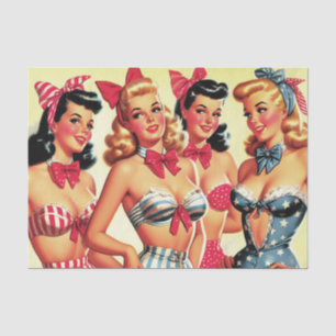 Papier Mousseline Cute Vintage Bikini Pin-ups