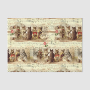 Papier Mousseline Cute Vintage Music Cat Band