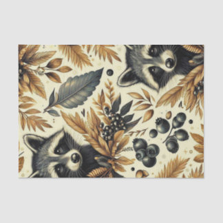 Papier Mousseline Cute Vintage Racoon Motif