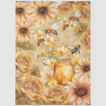 Cute Watercolor Honey Bees & Sunflowers Parchment 