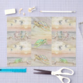 Papier Mousseline Cute Watercolor Seaside Seagulls & Sea Turtles (Artisanat)