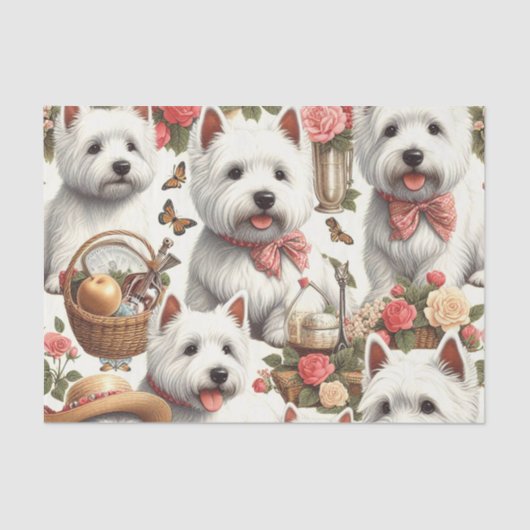 Papier Mousseline Cute West Highland White Terrier sans fil (Recto)