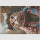 Papier Mousseline Cute Whimsical Chat Steampunk Goggings AY2 Decoupa (Recto)