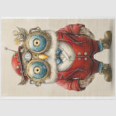 Papier Mousseline Cute Whimsical Steampunk Owl, Red AY4 Découpage (Recto)