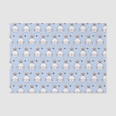 Papier Mousseline Cute White Bunny Faces and Hearts Pattern Blue (Recto)