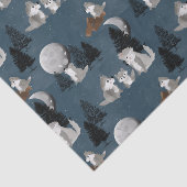 Papier Mousseline Cute Wolf Pack Woodland Night Sky Moon (Détail)