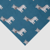 Papier Mousseline Cute Zebra Zoo Animaux Noir Blanc Bleu (Détail)