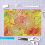 Papier Mousseline Cuvette de poisson en verre tendu Manche jaune (Artisanat)