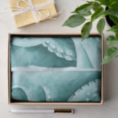 Papier Mousseline Cyan Green tentacules monochrome (Cadeau)