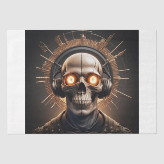 Papier Mousseline Cyber Skull Symphony Decoupage (Recto)