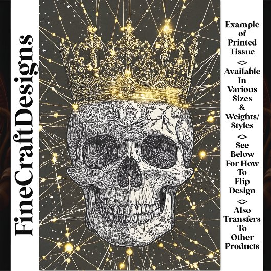 Papier Mousseline Cyberpunk gothique Crâne & Couronne or U2 Découpag