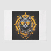 Papier Mousseline Cyberpunk steampunk chat avec lunettes - (Recto)