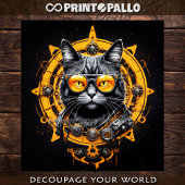 Papier Mousseline Cyberpunk steampunk chat avec lunettes -