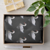 Papier Mousseline Cygne blanc sur noir (Cadeau)
