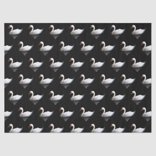Papier Mousseline Cygne blanc sur noir (Recto)