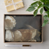 Papier Mousseline Cygne d'or avec couronne et fleurs de crème Découp (Cadeau)