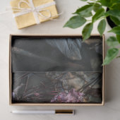 Papier Mousseline Cygne noir avec fleurs violettes Découpage (Cadeau)