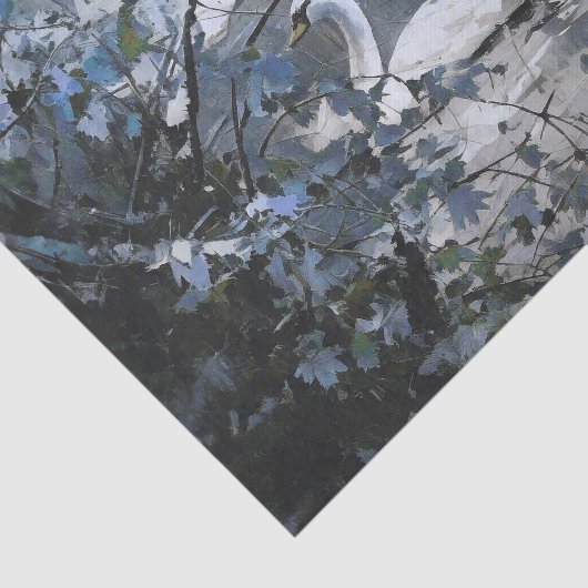 Papier Mousseline Cygnes neigeux, hiver sur l'étang (Détail)
