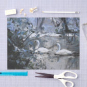 Papier Mousseline Cygnes neigeux, hiver sur l'étang (Artisanat)